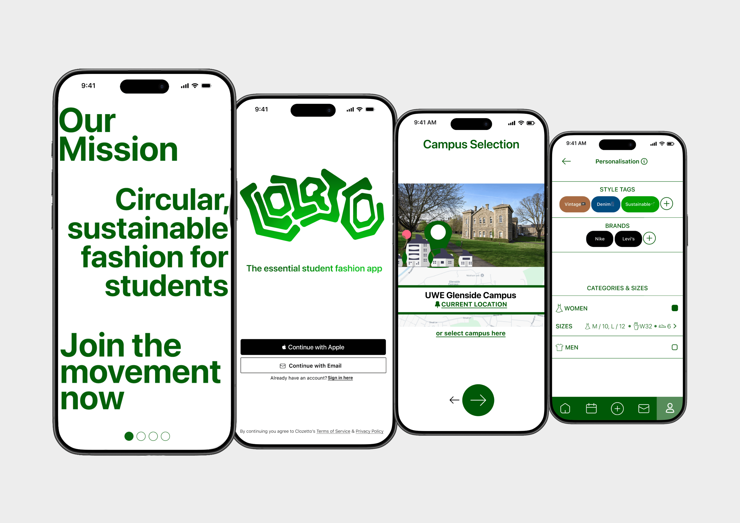 Clozetto Onboarding Screens